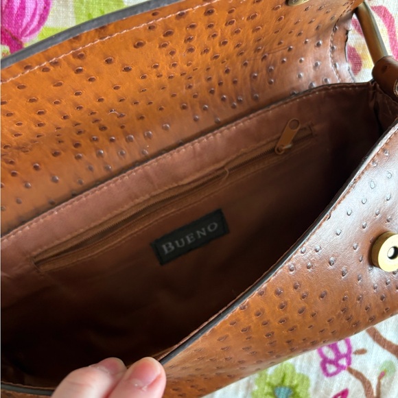 Brown Faux Ostrich Baguette Handbag Purse Clutch - Picture 5 of 5